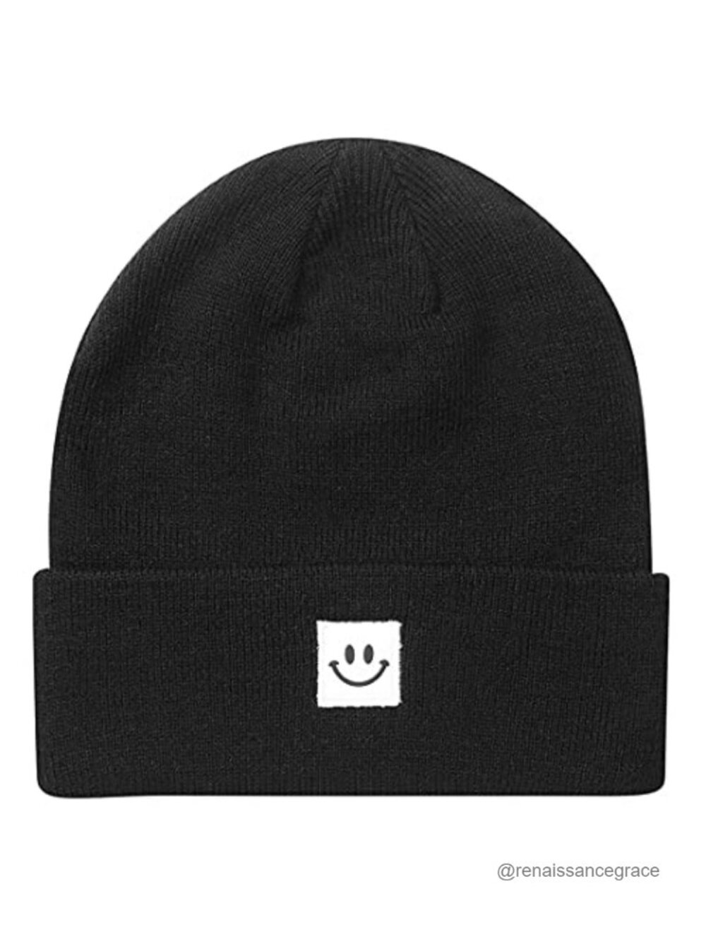 Knit Beanie Hat with Smile Face, Acrylic, Unisex, Warm Winter